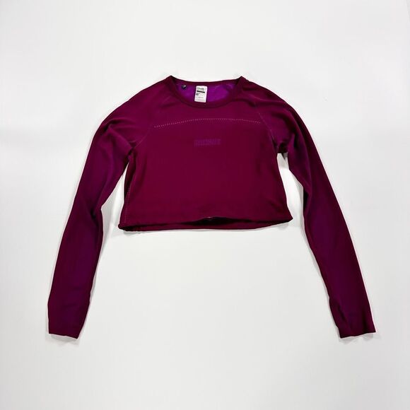 Gymshark purple sweat seamless cinch waist crop top long sleeve shirt S - Picture 1 of 10